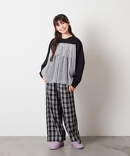 KJLAA03034 a.v.v KIDS(アー・ヴェ・ヴェ) [120-130]サスペンダー付きワイドパンツ ベージュ(チェック)