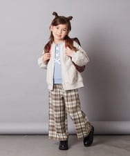 KJLAA03034 a.v.v KIDS(アー・ヴェ・ヴェ) [120-130]サスペンダー付きワイドパンツ ベージュ(チェック)