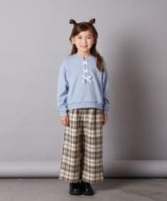 KJLAA03034 a.v.v KIDS(アー・ヴェ・ヴェ) [120-130]サスペンダー付きワイドパンツ ベージュ(チェック)