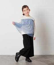 KJLAA03034 a.v.v KIDS(アー・ヴェ・ヴェ) [120-130]サスペンダー付きワイドパンツ ベージュ(チェック)