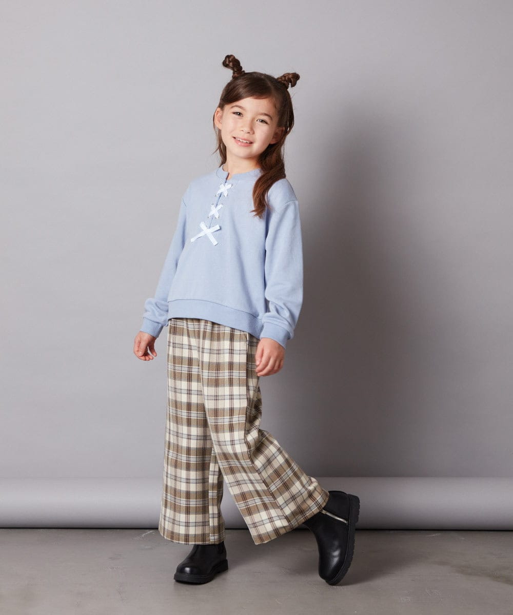 KJLAA03034 a.v.v KIDS(アー・ヴェ・ヴェ) [120-130]サスペンダー付きワイドパンツ ベージュ(チェック)