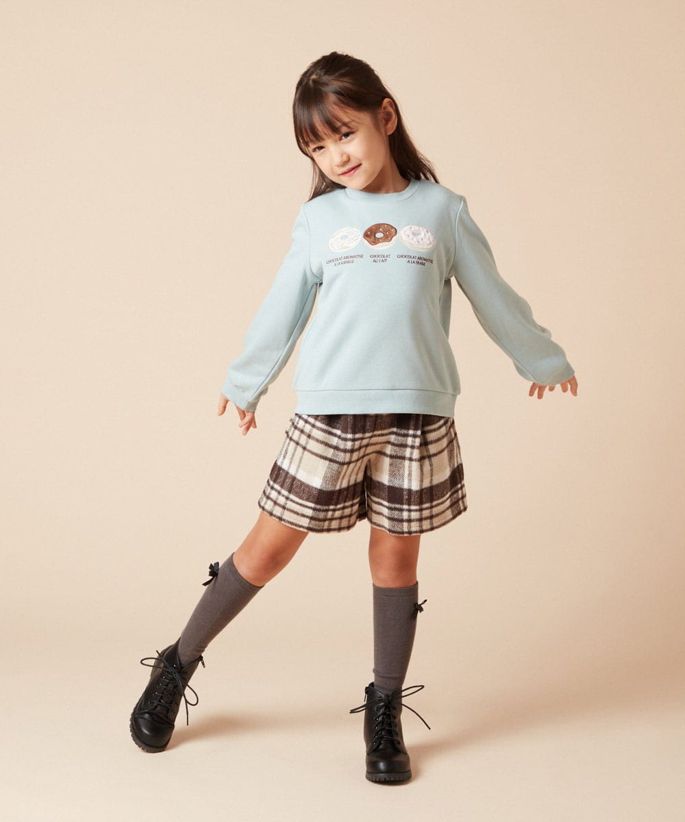 KJLAA44029 a.v.v KIDS(アー・ヴェ・ヴェ) [100-130]シャギーチェックショートパンツ ライトブルー