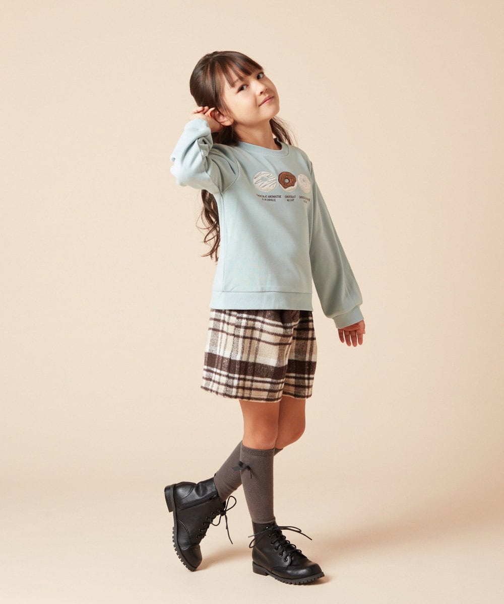 KJLAA44029 a.v.v KIDS(アー・ヴェ・ヴェ) [100-130]シャギーチェックショートパンツ ライトブルー