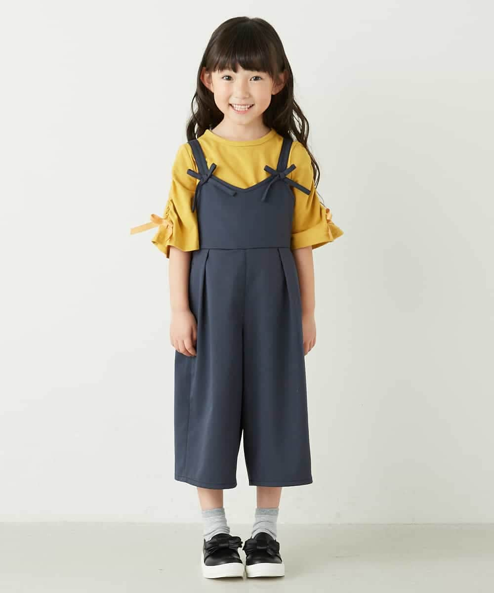 KJLJD03039 a.v.v KIDS(アー・ヴェ・ヴェ) [100-130]ダブルストラップサロペット[WEB限定サイズ] グリーン