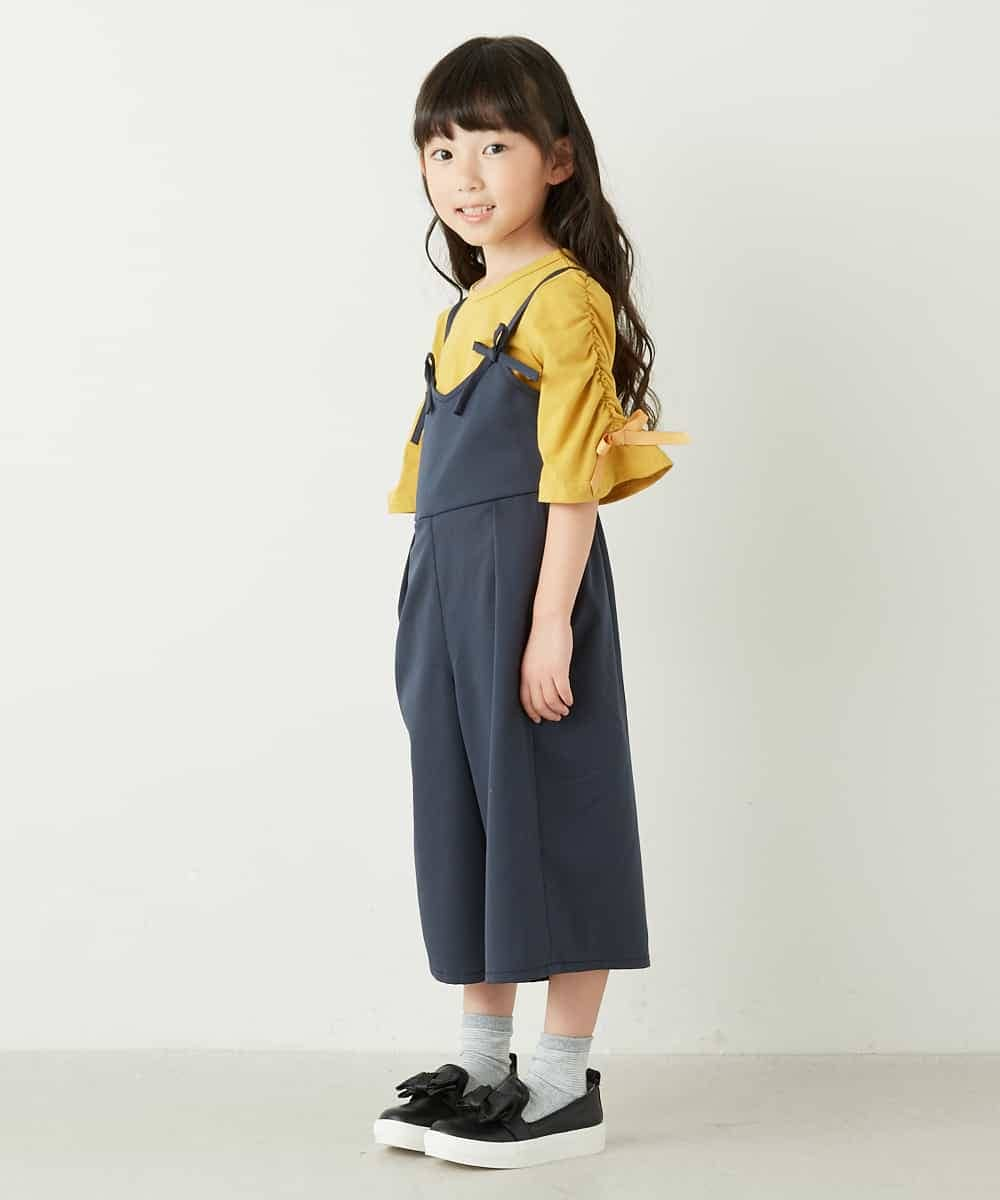 KJLJD03039 a.v.v KIDS(アー・ヴェ・ヴェ) [100-130]ダブルストラップサロペット[WEB限定サイズ] グリーン