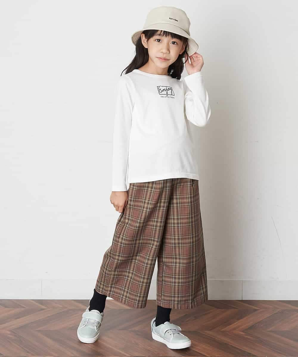 KJLJO24044 a.v.v KIDS(アー・ヴェ・ヴェ) [160]チェックガラサスペンダー付ワイドパンツ[WEB限定サイズ] ブラック