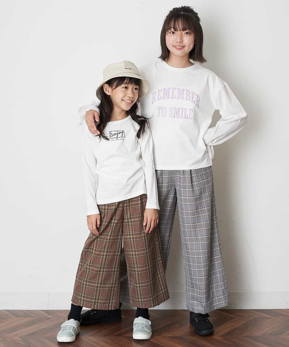 KJLJO24044 a.v.v KIDS(アー・ヴェ・ヴェ) [160]チェックガラサスペンダー付ワイドパンツ[WEB限定サイズ] ブラック