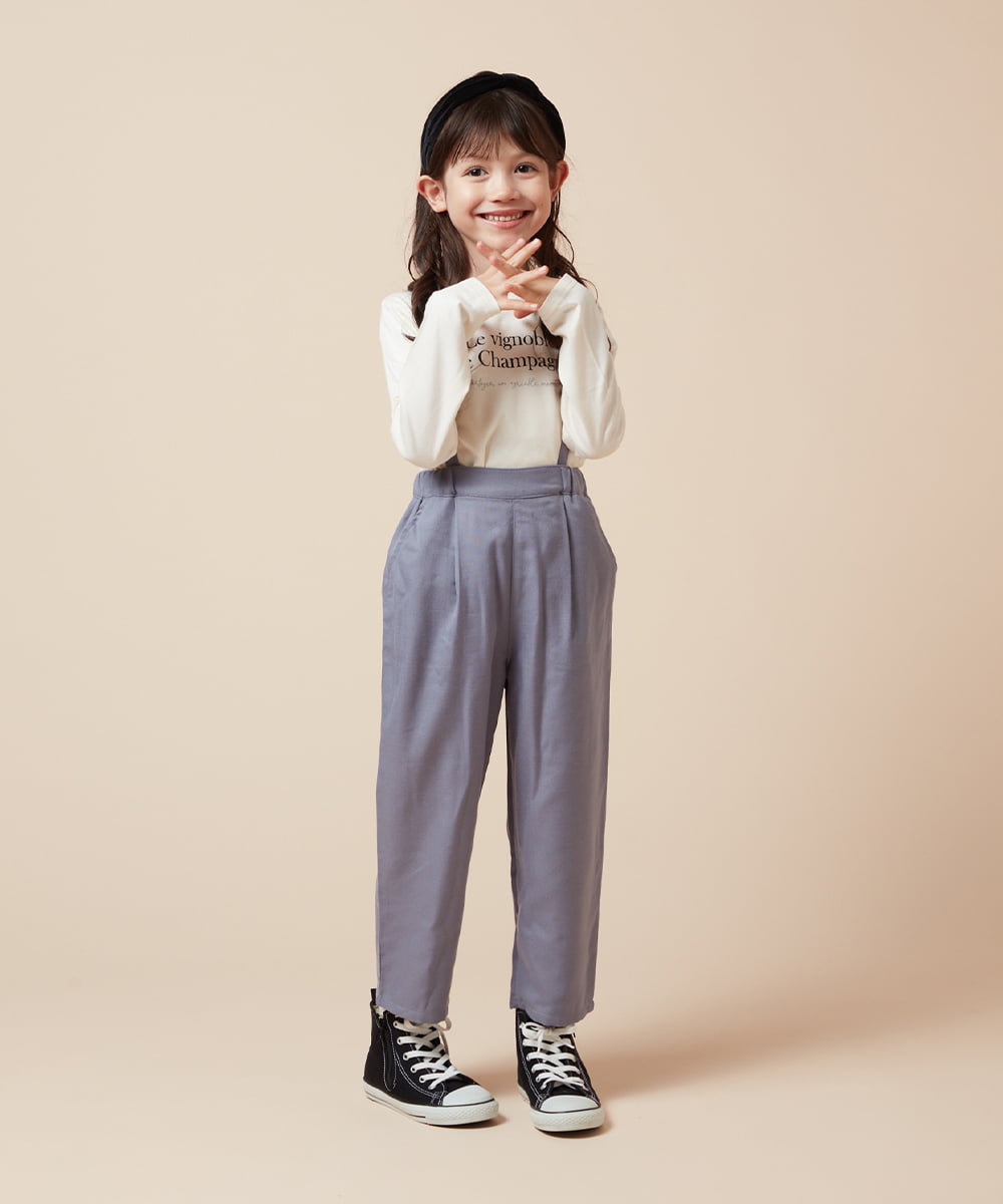 KJLJW33034 a.v.v KIDS(アー・ヴェ・ヴェ) [140-150]サスペンダー付きテーパードパンツ ネイビー