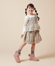 KJLJW36034 a.v.v KIDS(アー・ヴェ・ヴェ) [140-150]オータムチェックタックショートパンツ ベージュ