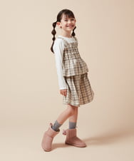 KJLJW36034 a.v.v KIDS(アー・ヴェ・ヴェ) [140-150]オータムチェックタックショートパンツ ベージュ