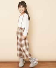 KJLLJ26034 a.v.v KIDS(アー・ヴェ・ヴェ) [100-130]サスペンダー付きチェックワイドパンツ[WEB限定サイズ] ネイビー