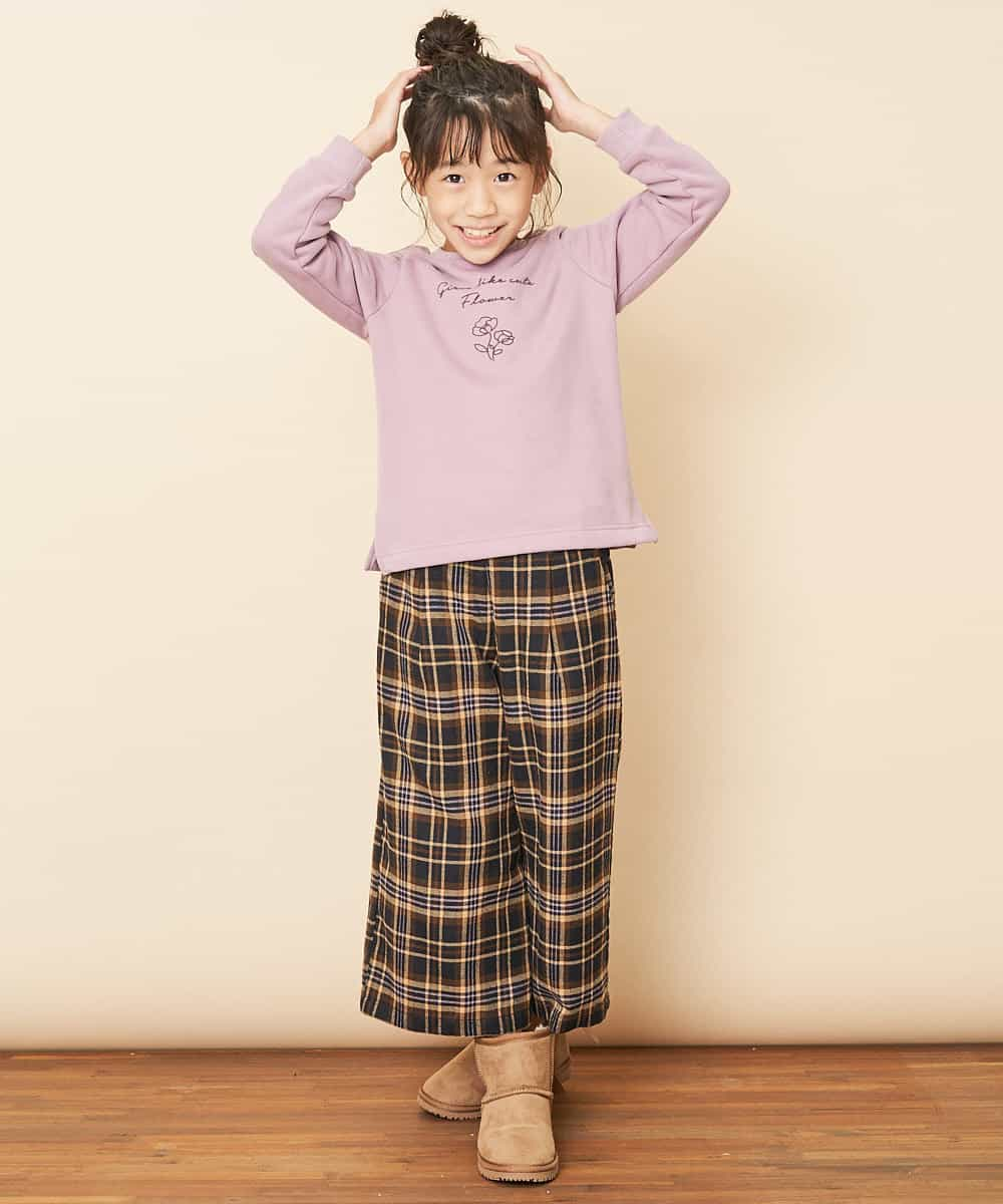 KJLLJ26034 a.v.v KIDS(アー・ヴェ・ヴェ) [100-130]サスペンダー付きチェックワイドパンツ[WEB限定サイズ] ネイビー