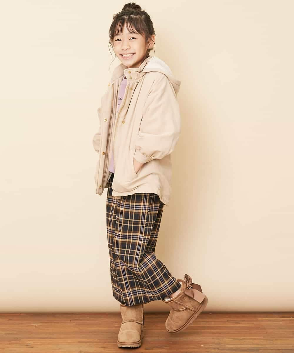 KJLLJ26034 a.v.v KIDS(アー・ヴェ・ヴェ) [100-130]サスペンダー付きチェックワイドパンツ[WEB限定サイズ] ネイビー