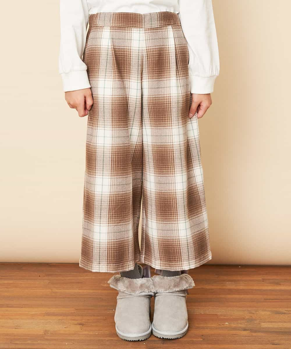 KJLLJ26034 a.v.v KIDS(アー・ヴェ・ヴェ) [100-130]サスペンダー付きチェックワイドパンツ[WEB限定サイズ] ネイビー