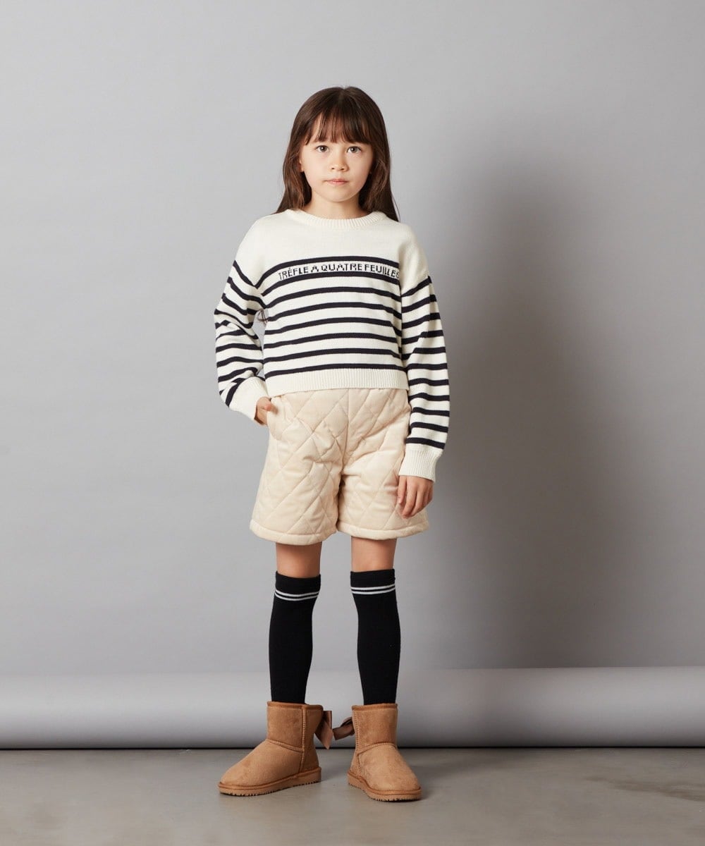 KJLLU61039 a.v.v KIDS(アー・ヴェ・ヴェ) [160]ベロアキルティングショートパンツ アイボリー