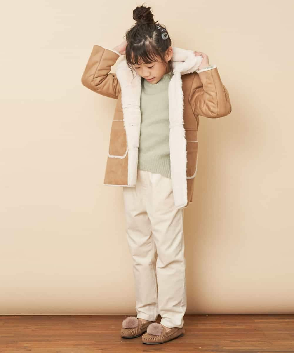 KJUAM06054 a.v.v KIDS(アー・ヴェ・ヴェ) [100-130]【洗濯機で洗える】フェイクムートンコート[WEB限定サイズ] ベージュ