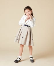 KQECA01129 a.v.v KIDS(アー・ヴェ・ヴェ) [100-130]【セレモニー】フラワージャカードワンピース ベージュ