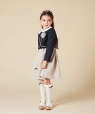 KQECA01129 a.v.v KIDS(アー・ヴェ・ヴェ) [100-130]【セレモニー】フラワージャカードワンピース ベージュ