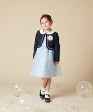 KQECA02129 a.v.v KIDS(アー・ヴェ・ヴェ) [100-130]【セレモニー】オーガンジーフラワー刺繍ワンピース ライトブルー