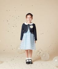 KQECA02129 a.v.v KIDS(アー・ヴェ・ヴェ) [100-130]【セレモニー】オーガンジーフラワー刺繍ワンピース ライトブルー