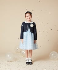 KQECA02129 a.v.v KIDS(アー・ヴェ・ヴェ) [100-130]【セレモニー】オーガンジーフラワー刺繍ワンピース ライトブルー