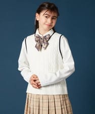 KQFTA01039 a.v.v KIDS(アー・ヴェ・ヴェ) [140-160]【卒服】配色ニットベスト ホワイト