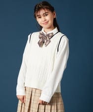 KQFTA01039 a.v.v KIDS(アー・ヴェ・ヴェ) [140-160]【卒服】配色ニットベスト ホワイト