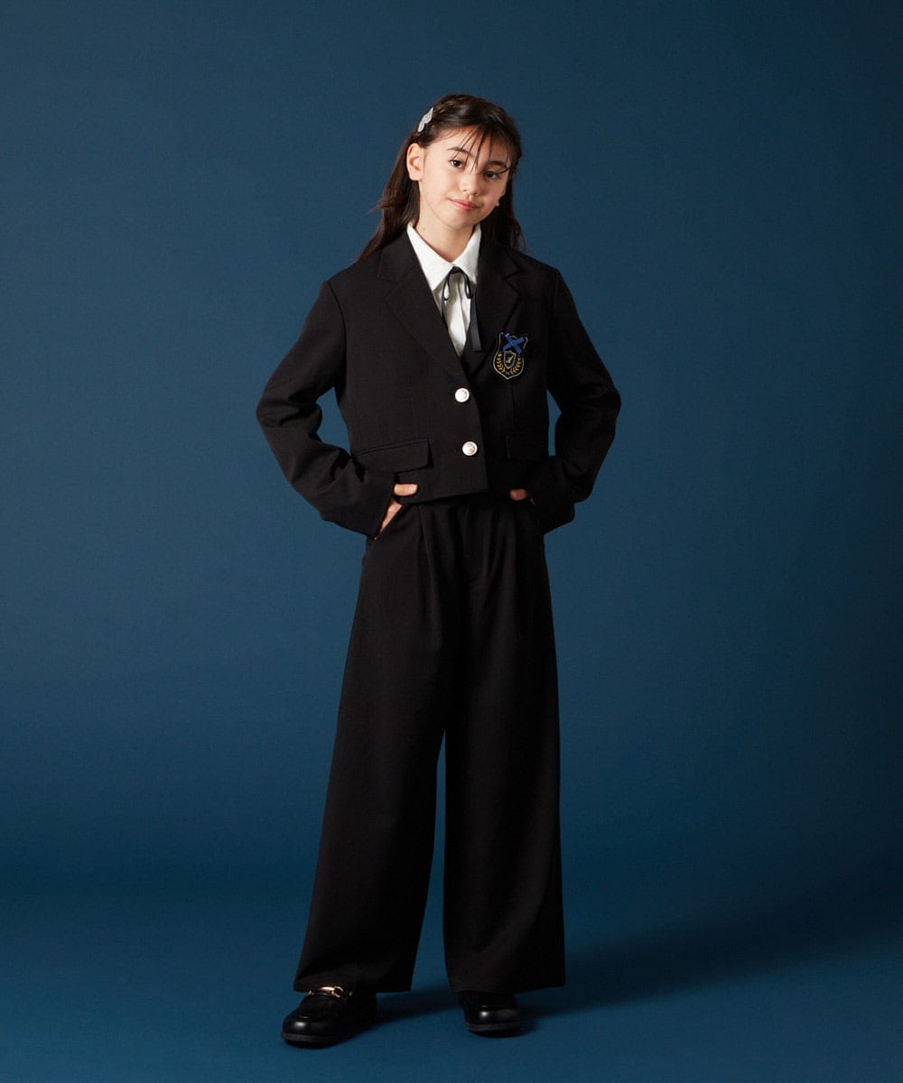 KQJTA02089 a.v.v KIDS(アー・ヴェ・ヴェ) [140-160]【卒服】エンブレム付きショートテーラードジャケット ブラック