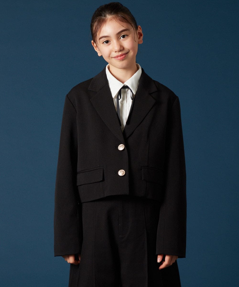 KQJTA02089 a.v.v KIDS(アー・ヴェ・ヴェ) [140-160]【卒服】エンブレム付きショートテーラードジャケット ブラック