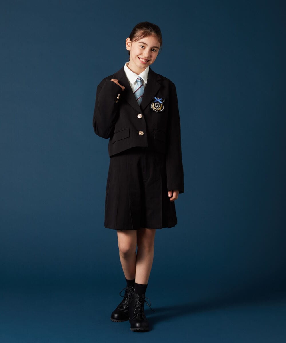 KQJTA02089 a.v.v KIDS(アー・ヴェ・ヴェ) [140-160]【卒服】エンブレム付きショートテーラードジャケット ブラック