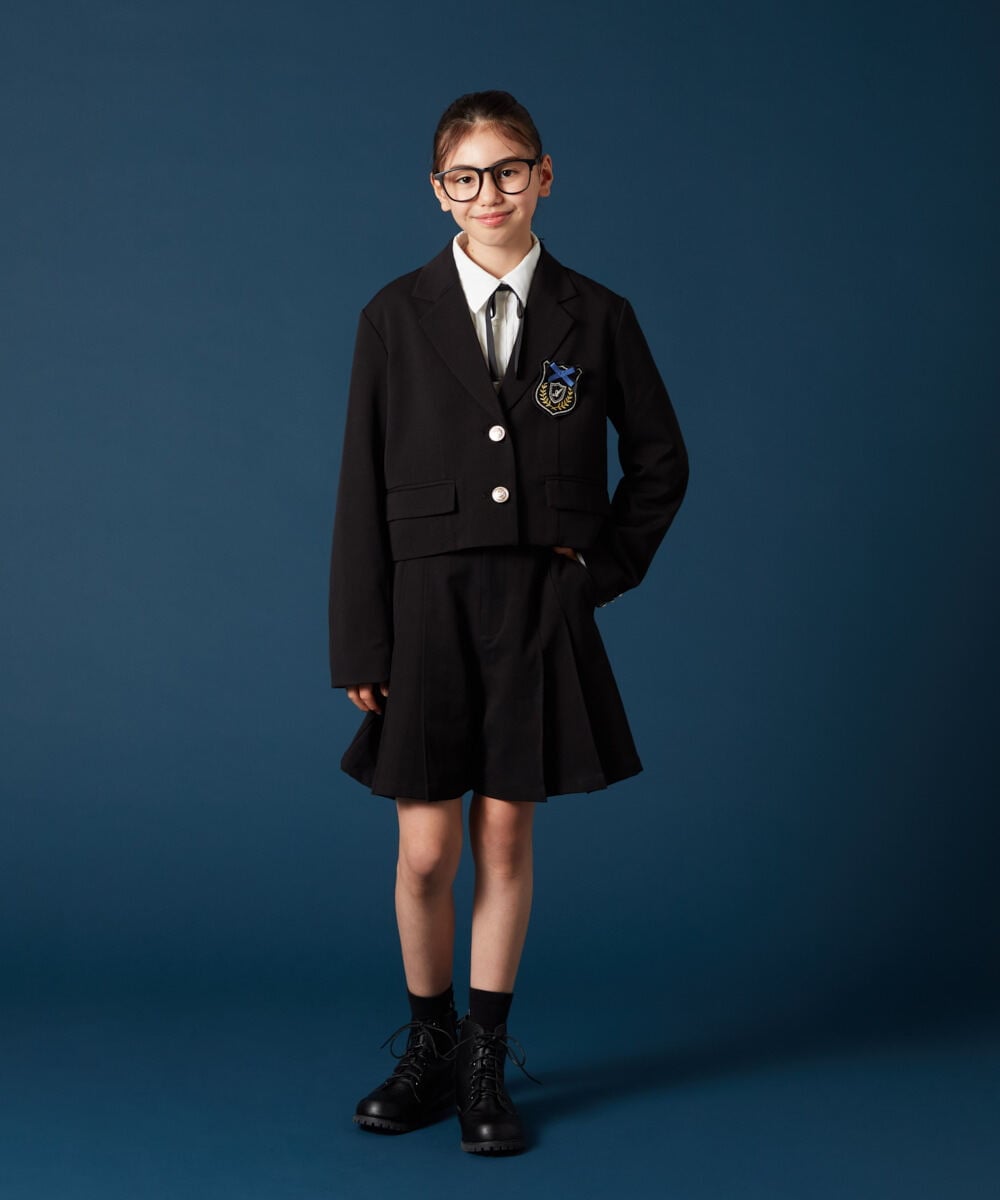 KQJTA02089 a.v.v KIDS(アー・ヴェ・ヴェ) [140-160]【卒服】エンブレム付きショートテーラードジャケット ブラック