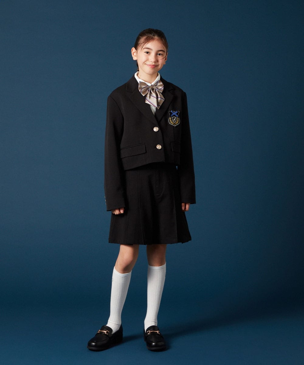 KQJTA02089 a.v.v KIDS(アー・ヴェ・ヴェ) [140-160]【卒服】エンブレム付きショートテーラードジャケット ブラック