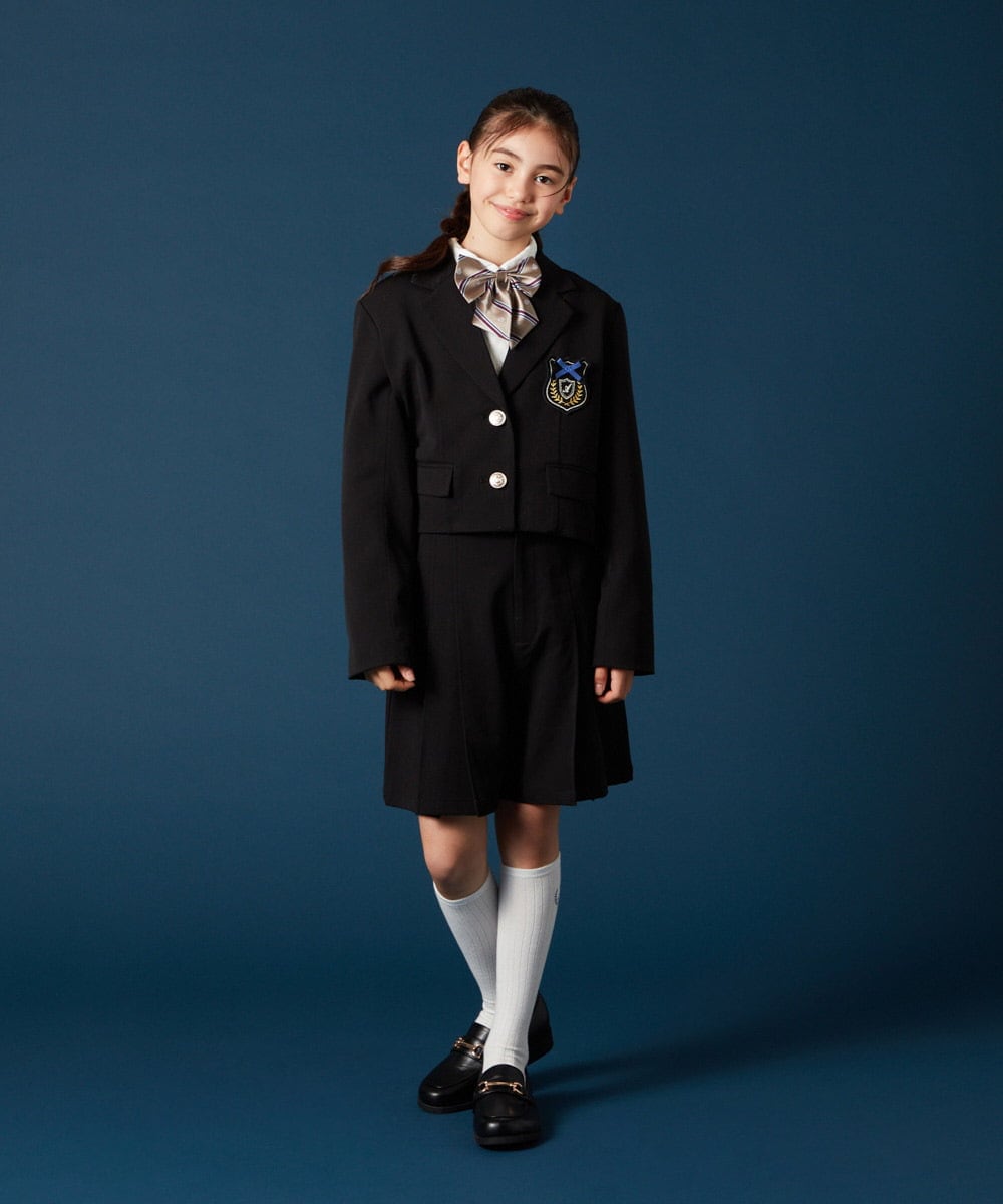 KQJTA02089 a.v.v KIDS(アー・ヴェ・ヴェ) [140-160]【卒服】エンブレム付きショートテーラードジャケット ブラック