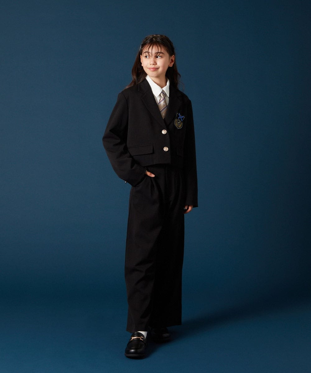 KQJTA02089 a.v.v KIDS(アー・ヴェ・ヴェ) [140-160]【卒服】エンブレム付きショートテーラードジャケット ブラック