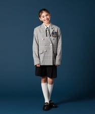 KQJTA03089 a.v.v KIDS(アー・ヴェ・ヴェ) [140-160]【卒服】エンブレム付きWブレストジャケット グレー