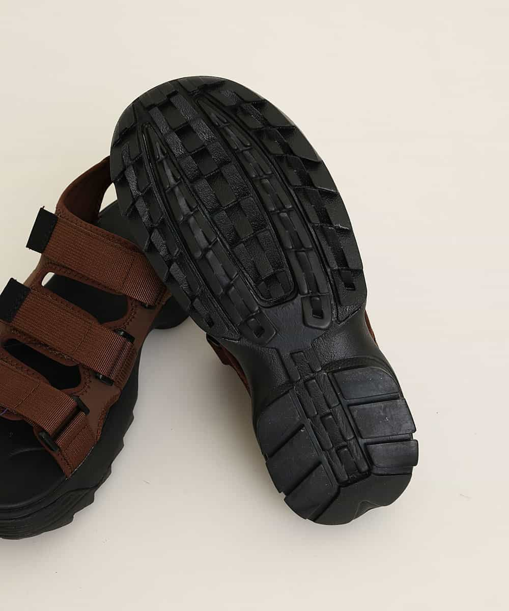 MD6GO12045 MK MICHEL KLEIN HOMME(MKミッシェルクランオム) 【MEI メイ】Men’s RECYCLED NYLON 3BELT TAPE SANDAL リサイクル ナイロン テープ サンダル 厚底 シャークソール ブラウン