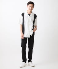 MKBGX85090 MK MICHEL KLEIN HOMME(MKミッシェルクランオム) リラックスオープンカラーシャツ / デザイン刺繍　 ホワイト