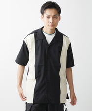 MKBGX85090 MK MICHEL KLEIN HOMME(MKミッシェルクランオム) リラックスオープンカラーシャツ / デザイン刺繍　 ブラック