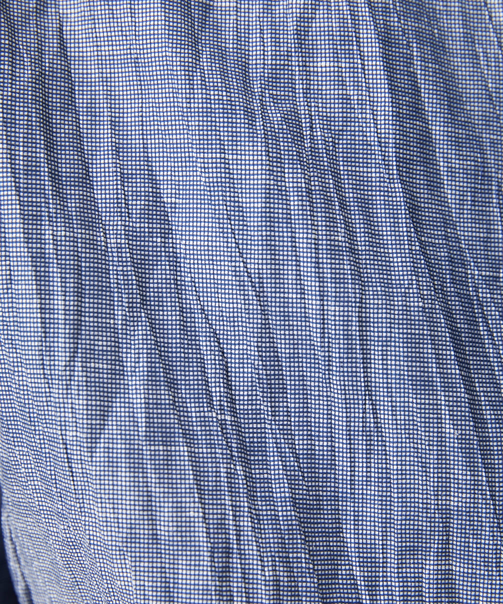 MKCHV74150 MK MICHEL KLEIN HOMME(MKミッシェルクランオム) 【大きいサイズあり】スタンドカラーシャツ/リネンワッシャー ライトブルー