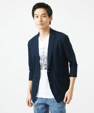 MKDGC32130 MK MICHEL KLEIN HOMME(MKミッシェルクランオム) 七分袖ジャーディガン / CNサッカー ネイビー