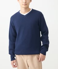 MKFDA65089 MK MICHEL KLEIN HOMME(MKミッシェルクランオム) Vネックニット/綿タッチポリエステル ネイビー