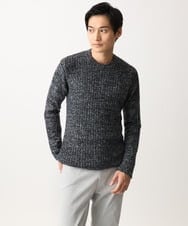 MKFDC21099 MK MICHEL KLEIN HOMME(MKミッシェルクランオム) クルーネックニット/フェザーモールヤーン ネイビー