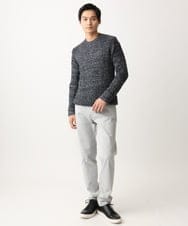 MKFDC21099 MK MICHEL KLEIN HOMME(MKミッシェルクランオム) クルーネックニット/フェザーモールヤーン ネイビー