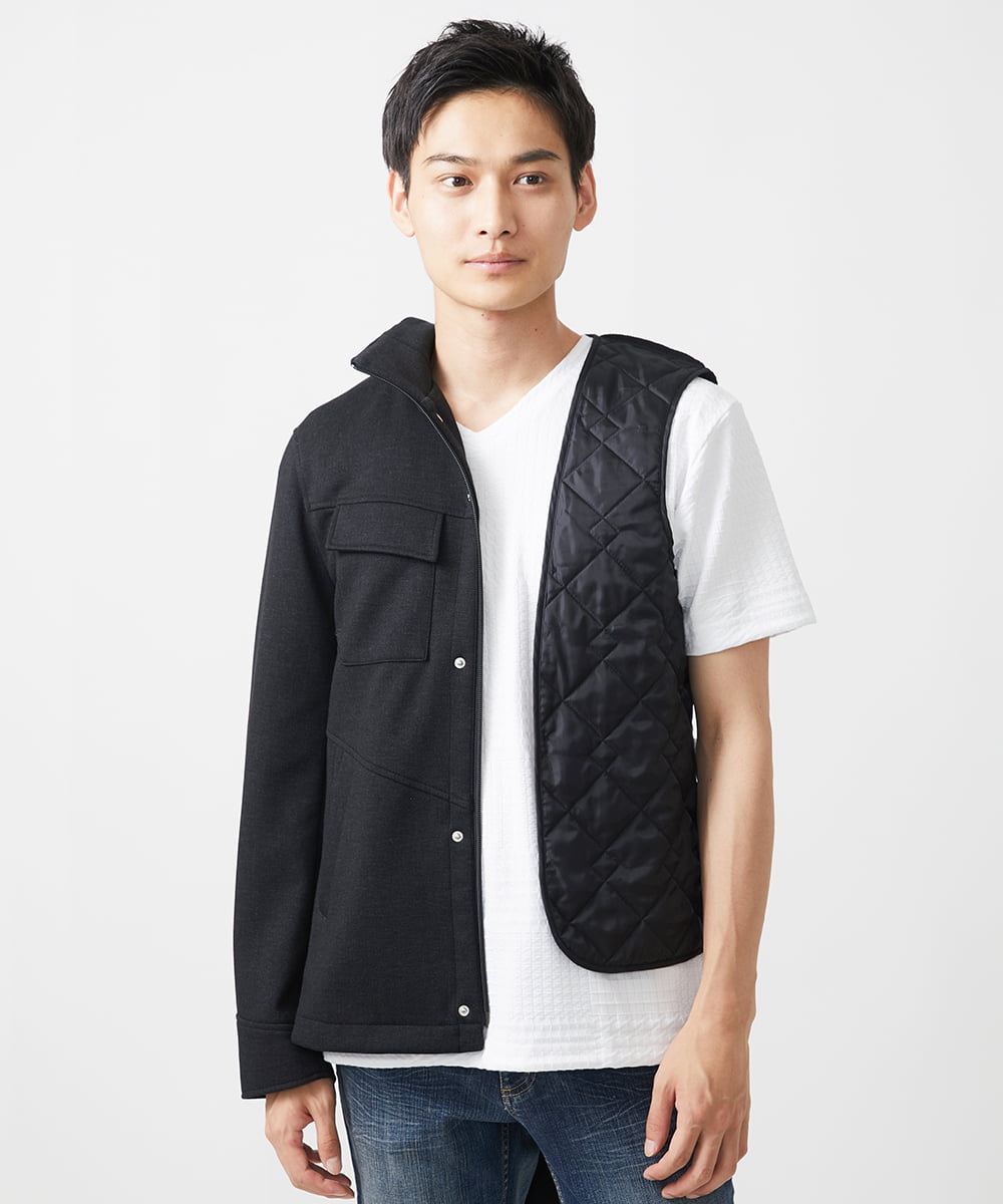 MKJAC07272 MK MICHEL KLEIN HOMME(MKミッシェルクランオム) 【ライナー付き】2WAYブルゾン / TEC EASY JERSY ブラック