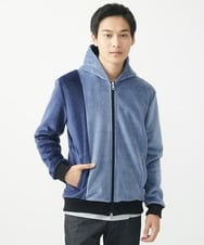 MKJAC29130 MK MICHEL KLEIN HOMME(MKミッシェルクランオム) 【洗える】切り替えパーカー/マイクロベロア ライトブルー