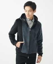 MKJAC29130 MK MICHEL KLEIN HOMME(MKミッシェルクランオム) 【洗える】切り替えパーカー/マイクロベロア ダークグレー