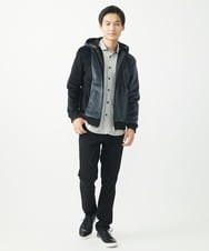 MKJAC29130 MK MICHEL KLEIN HOMME(MKミッシェルクランオム) 【洗える】切り替えパーカー/マイクロベロア ダークグレー