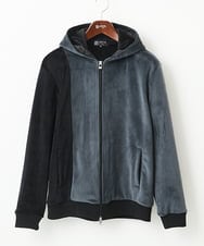 MKJAC29130 MK MICHEL KLEIN HOMME(MKミッシェルクランオム) 【洗える】切り替えパーカー/マイクロベロア ダークグレー