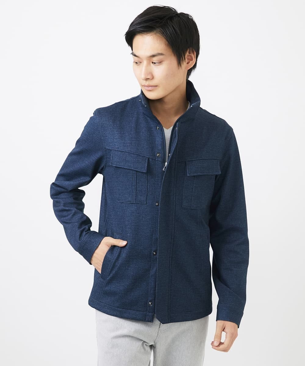 MKJGC10190 MK MICHEL KLEIN HOMME(MKミッシェルクランオム) M-65ブルゾン / TEC EASY JERSEY2025 ブルー