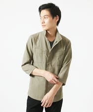 MKJGC66180 MK MICHEL KLEIN HOMME(MKミッシェルクランオム) 七分袖ミリタリーシャツ / リネンタッチ カーキ